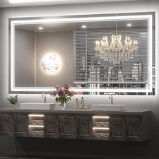 Full Illumination LED Bathroom Mirror Front and Backlit Light Touch Defogged