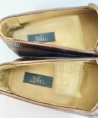 Zelli Mens Ultimo Teju Lizard Driver Loafers 643 Brown Handmade in Italy US 12 Men main image 4