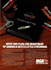 1990 Vintage Print Ad NGK Corvette With This Spark Plug The Heartbeat of America