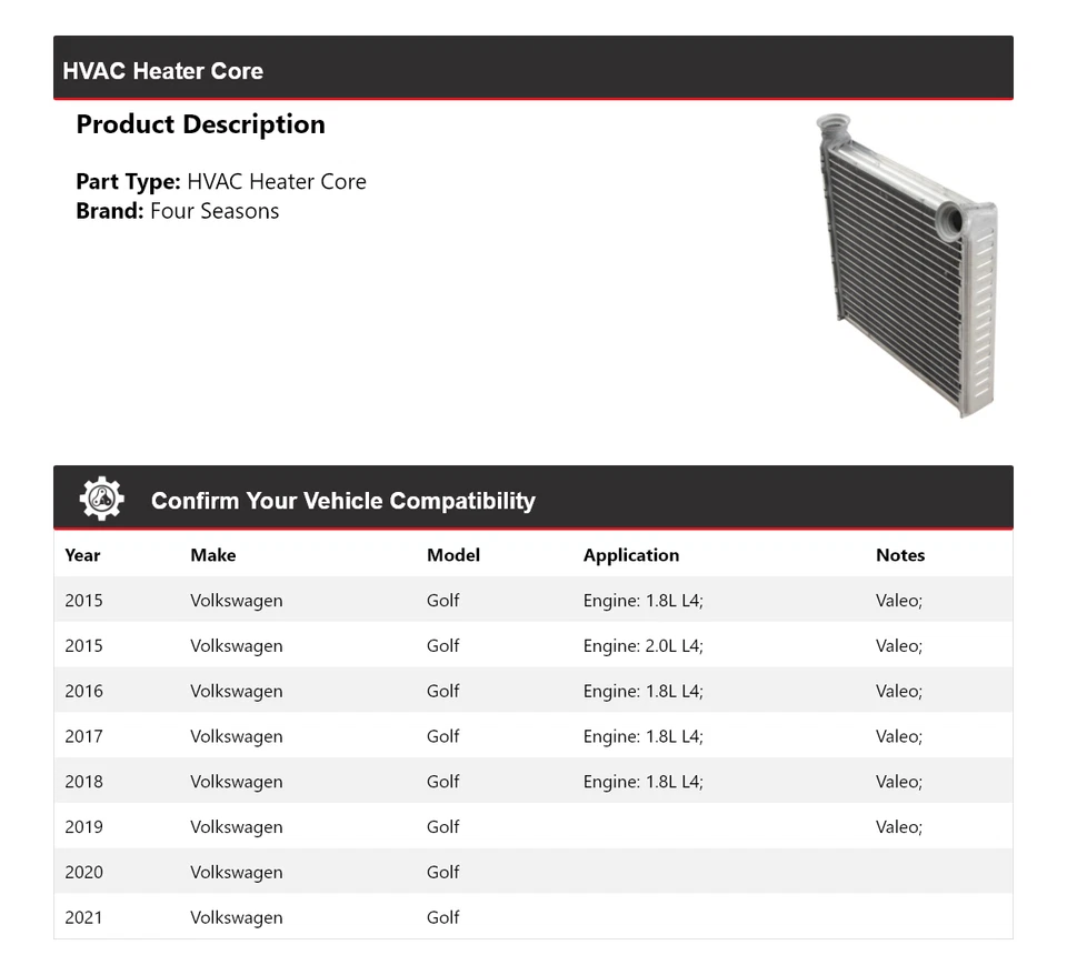 Нагреватель сердечник для Volkswagen Golf 2015-2021 годов выпуска 4 сезона 2016 2017 2018 2019 годов выпуска - Изображение 2 из 4