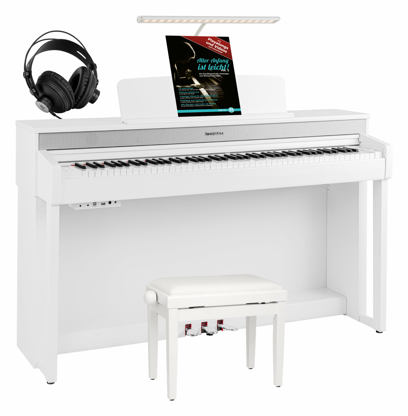 Steinmayer Pianoforte Digitale 88 Tasti Pesati Legno USB Bluetooth Sgabello Set