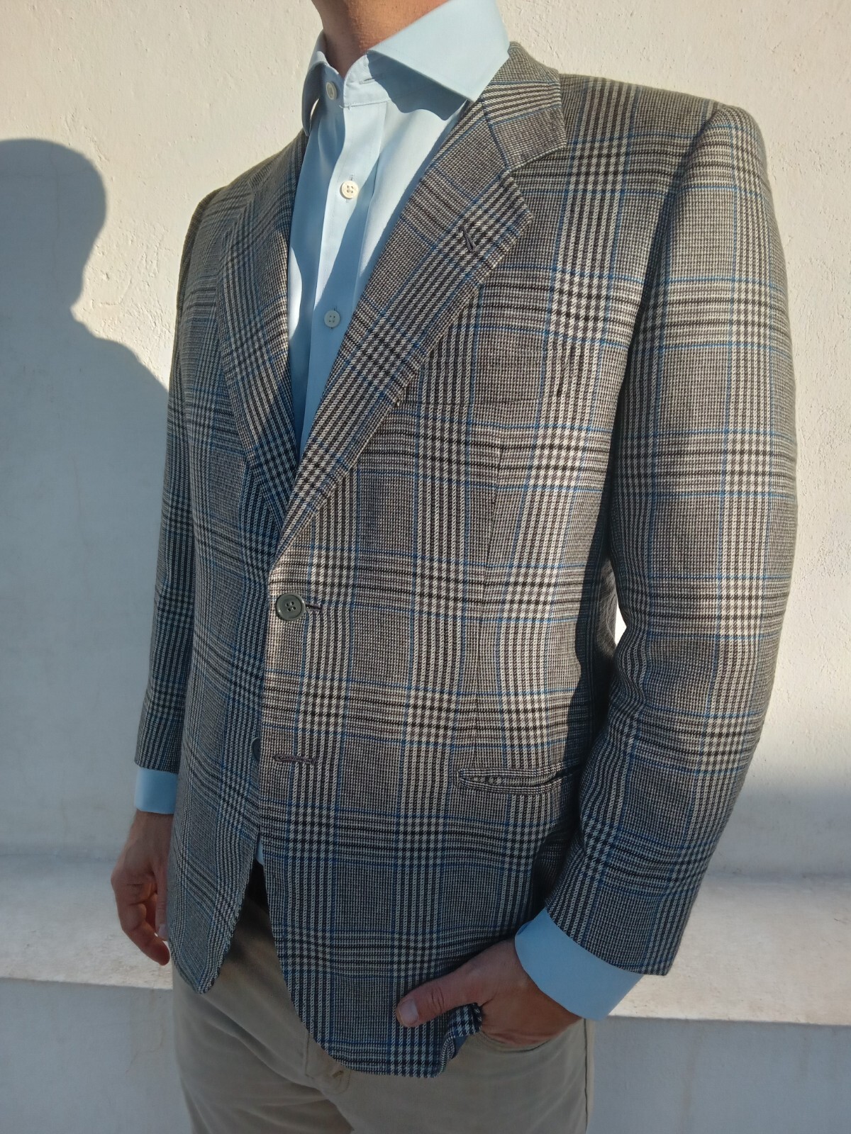 DORMEUIL Mens 100percent Cashmere Blue Jacket Size 40 S UK Prince Of Wales RRP £750 image 6