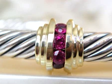 DAVID YURMAN 14K GOLD, SS PRINCESS SINGLE STATION RUBY CABLE BRACELET 5mm