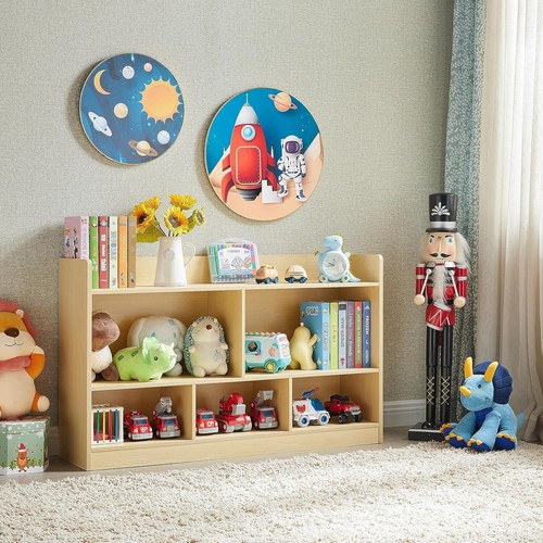 Kids Toy Storage Organizer, 5-Section Bookshelf for Organizing Books Toys - Picture 2 of 6