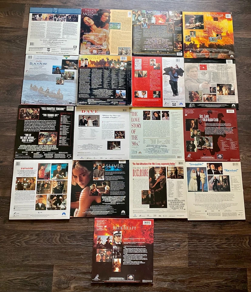 Laser Disc Lot of 17 Movie Vtg Harrison Ford Mel Gibson Denzel Washington Vinyl Foto 2 de 4