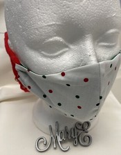 Fashion Face Mask White With Red Blue Green Dots  Adjustable Ties Holiday mask