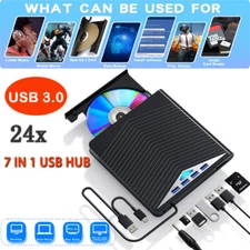 External CD DVD Drive for PC Laptop Windows 11 10 USB 3.0 Player Reader Writer