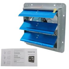 12" Shutter Exhaust Fan Industrial Speed Wall Mount Garage Attic W/Power Cord