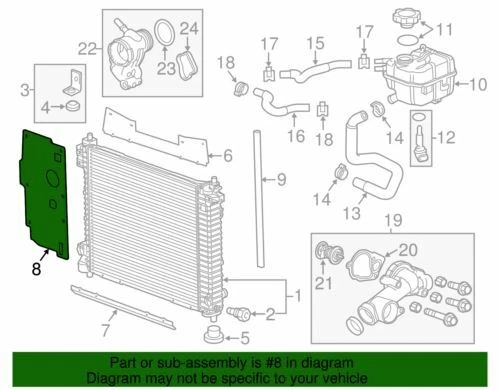 Original GM 2010-2011 Cadillac SRX lado del pasajero V6 radiador sello de aire 20968480 Foto 2 de 2