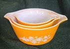 Pyrex 1970s Vintage Butterfly Gold Casserole Dish Set No Lids Set Of 3