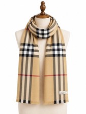 Burberry women Novacheck wool Scarf Stole Shawl made in Scotland Brown beige