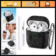 Cute Flower Silicone Case for AirPods 4 - Protective Cover with Keychain  Clean