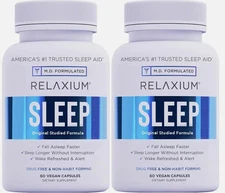 Relaxium Sleep 60 Caps 2 Pack (2 Months Supply) Get the Best Sleep MADE IN USA