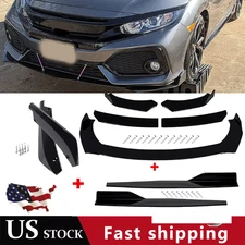 Front Bumper Lip Chin Spoiler Body Kit Splitter Side Skirt For Honda Civic SI