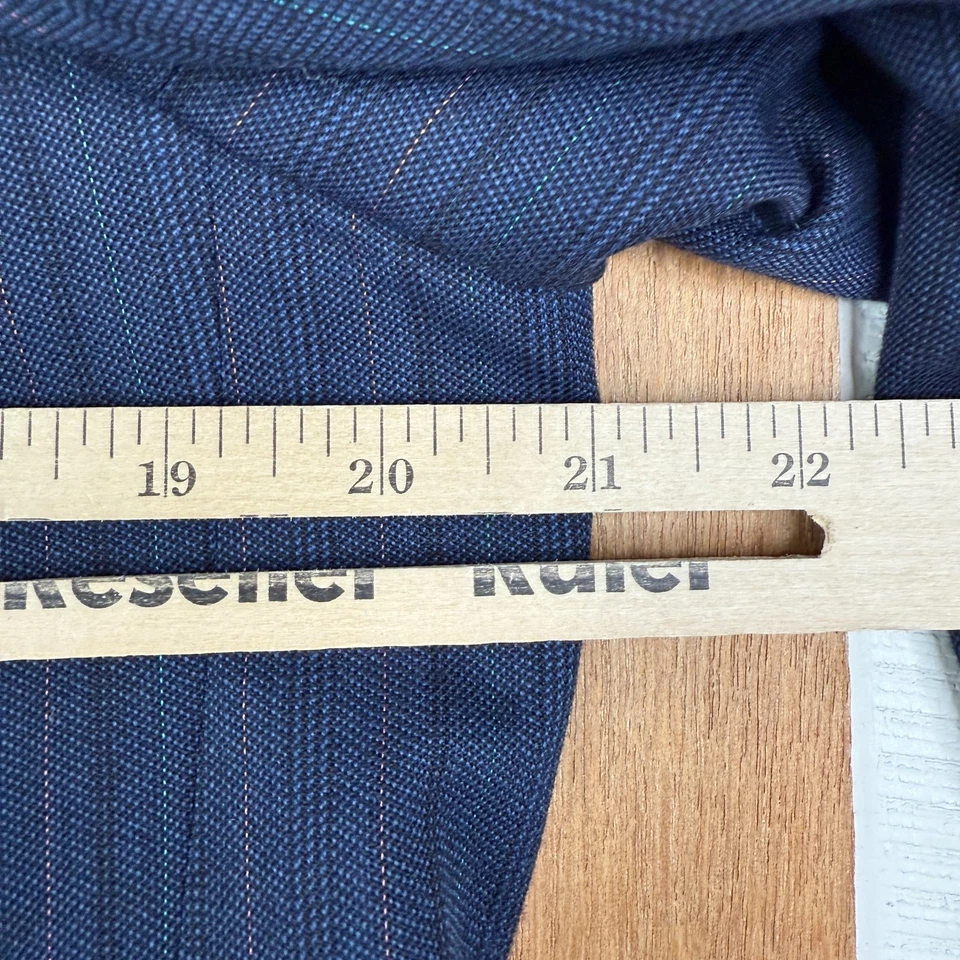 Traje De Colección Doble Pecho Para Hombres 42R Azul Marino Rayas 4x1 Mezcla de Lana Pantalones 36x32 Foto 3 de 4