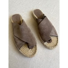 Vince Carlita Suede Espadrille Slide Sandals Taupe Women's Size 8 US 38 EUp