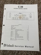 Vintage Mcintosh C38 System Control Center Service Manual Information Original