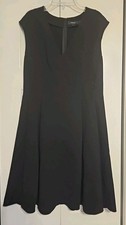 Theory Dress Little Black Dress Vneck Pleated Cap Sleeve Skater Dress 8