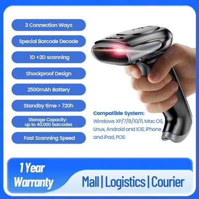 2D QR Code Barcode-Scanner Wireless Automatischer Leser Laptop Tablet Computer