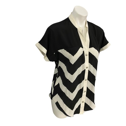The Limited Top Damen Gr. Medium Chevron Shirt Chevron Arbeit Büro Kurzarm - Bild 4 von 13