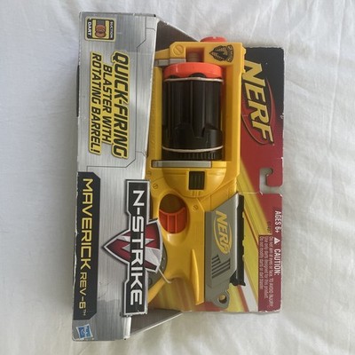 NERF N-Strike 2009 Yellow Maverick REV-6 Quick-Fire Blaster 6 Suction Darts NEW