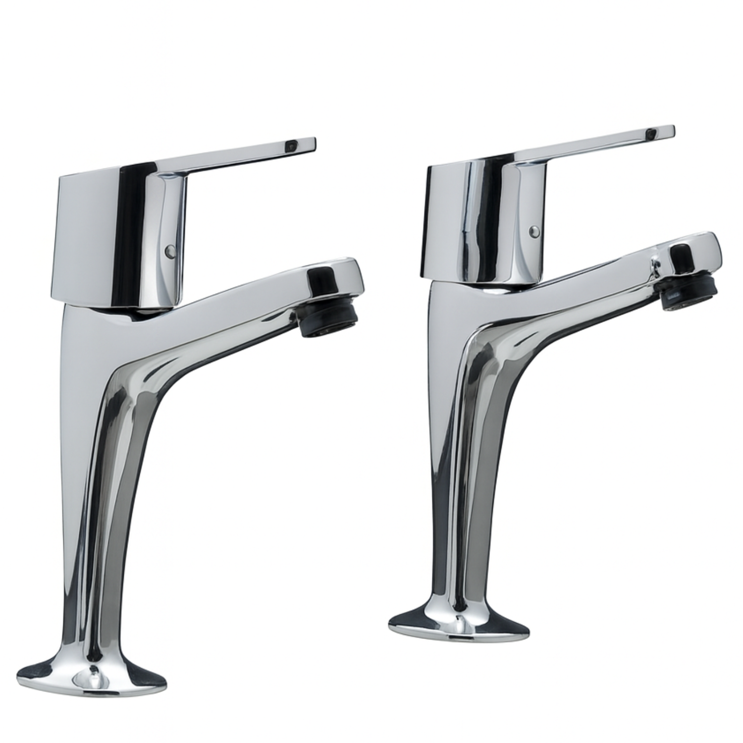 PHG S12 Kitchen Tap Pair Chrome Pillar Lever Handle High Neck Spout Deck Mounted