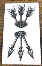 3 Arrows Through Skin Temporary Tattoo 4" Waterproof Body Art