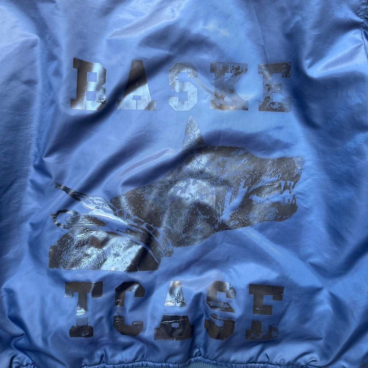 Basketcase Gallery bomber jacket doberman dog Raw College Navy