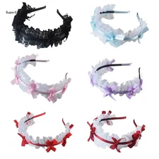 Ruffle Lace Ribbon Bow Headband Cosplay Anime Hair Hoop Girls Hair Accessories