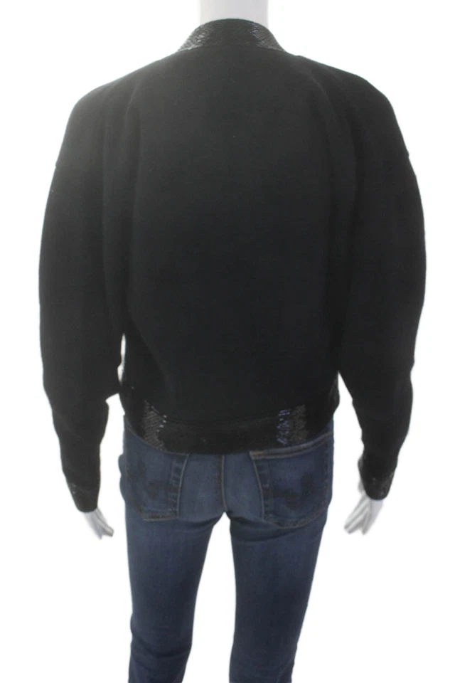 Suéter Calvin Klein Classics Mujer Lana Seda Cuentas Abotonado Envolvente Negro Talla S Foto 3 de 4