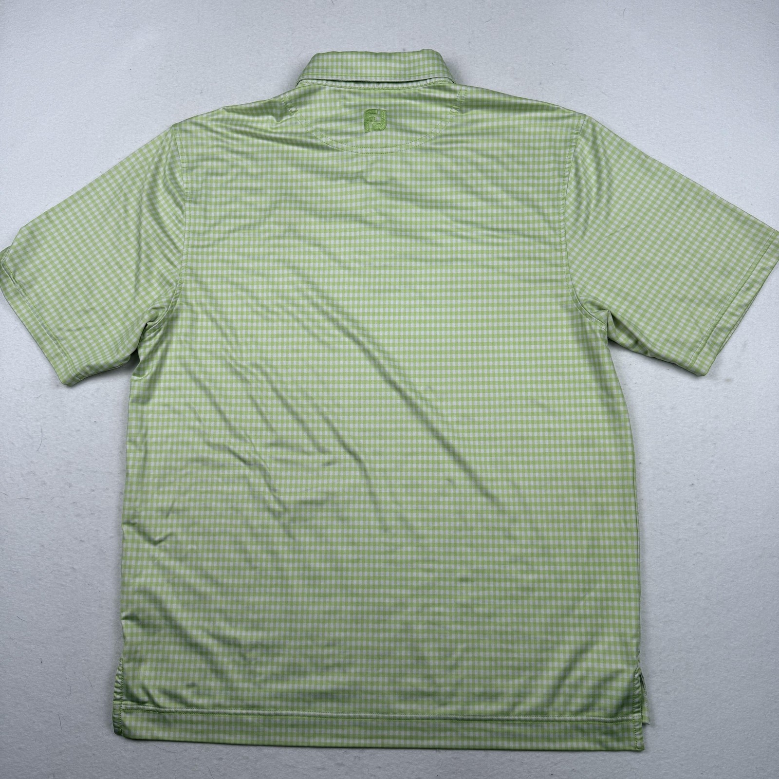 FootJoy Polo Shirt Mens Large Green Gingham Golf Stretch Oaktree National