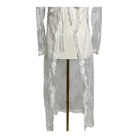 Avidlove White Lace Kimono Robe Sheer Lingerie Wedding Stripper Dancer Sexy S