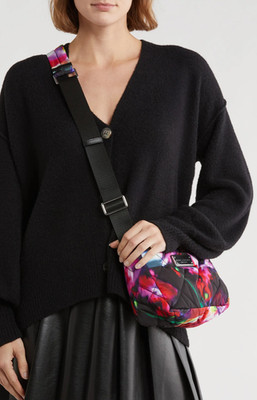 NWT Marc Jacobs Floral Print Quilted Nylon Multicolor Crossbody Bag