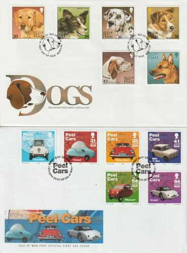 ISLE OF MAN - PEEL CARS / DOGS - 1996/2006 FIRST DAY COVERS