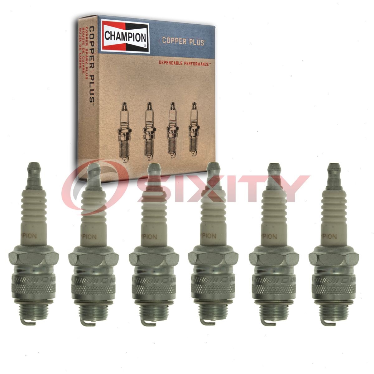 6 pc Champion Copper Plus Spark Plugs for 1953-1954 GMC 300-24 3.7L 4.1L L6 ol