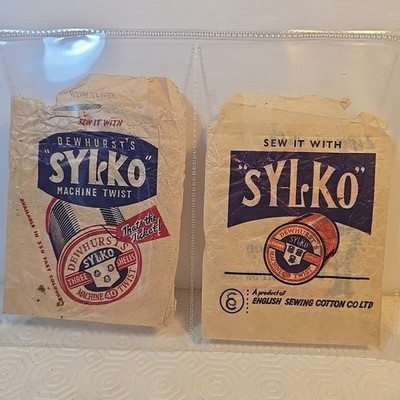 Vintage Dewhursts Sylko Maschine Twist Baumwollgarn 50er Jahre Nähprodukt Taschen X2