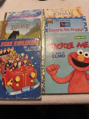 Little Golden Books Lot Of Six: Jonah, Elmo, The Nutcracker,Brave, Fire Engines
