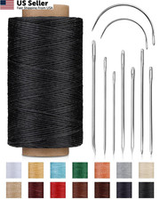 DIUDUS 218 Yards Waxed Thread, Leather Sewing Thread with Heavy Black