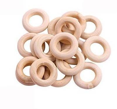 50PCS 25mm/1'' Natural Unfinished Wood Rings Circle Wood Pendant Connectors fo...