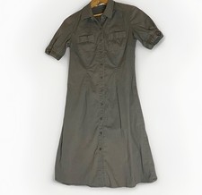 Part Two Short Sleeve Shirt Dress Safari Army Green Midi Length Gorpcore Size 10