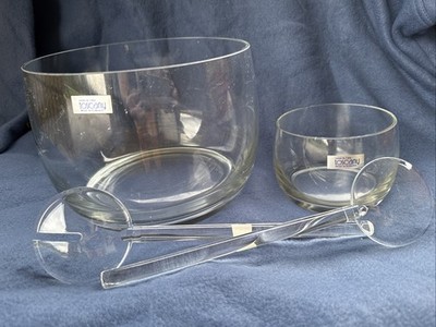 7 pc Toscany Glassware Spectrum Dessert/Salad Set Hand Blown Bowls Utensils NEW