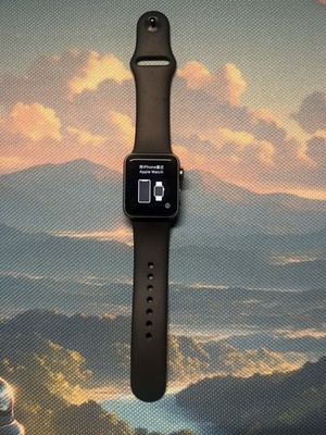 Apple Watch Series 3 38 mm Gray Aluminum Case with Black Aluminium Band...
