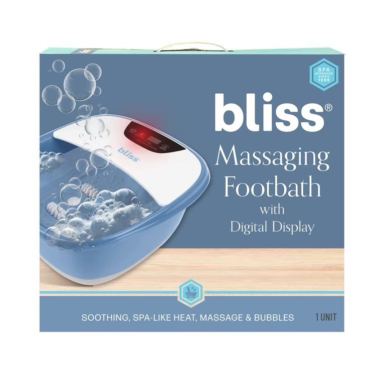 bliss Heated Foot Bath for Feet w/ Digital Display, Blue/White, Spa Approved