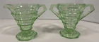 Indiana 'Tea Room' Green Uranium Glass Creamer & Sugar Set 4" Depression READ