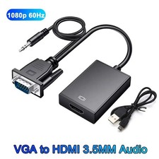 VGA To HDMI Converter 1080P HD Adapter With Audio Cable For HDTV PC Laptop TV US