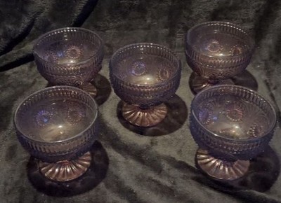 Pioneer Woman Footed ADELINE PLUM Ice Cream Sundae Dishes Set of 5 ECU