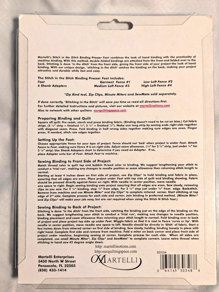 NEW Martelli Stitch-N-Ditch Binder Foot with 4 Fences Adjustable 1/4" to 1" - Image 2 of 4