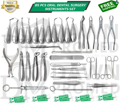 DAWNPROMED German Grade 85 Pc Oral Dental Surgery Extracting Elevators Forceps Inst Kit Set