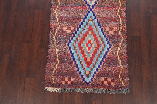 Thick-Plush Handmade Vintage Modern Moroccan Geometric Oriental Runner Rug 3'x8' - Picture 8 of 17