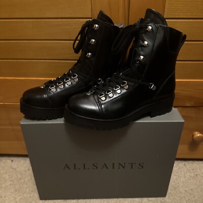 AllSaints Franka Leather Ankle Boots, Black Leather, Size (37